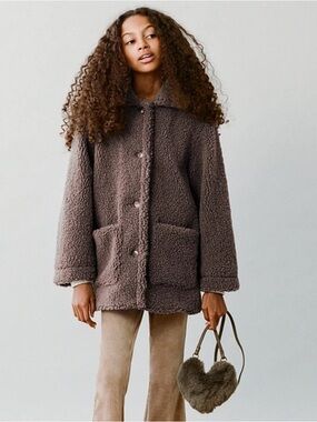 Mango girls teddy fleece coat
